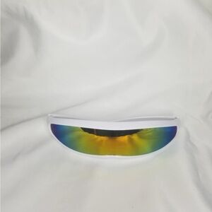 Futuristic White Sunglasses with Reflective Lens